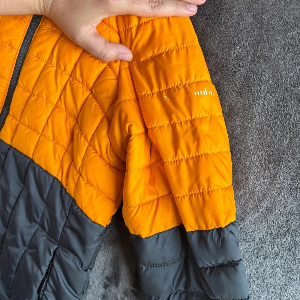 Columbia Kids Polyester Puffer Jacket Hooded Gorpcore S 8 Orange Gray